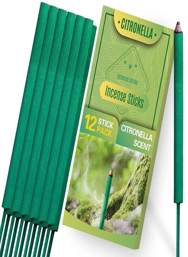 SCENTORINI Citronella Incense Sticks, Thick Citronella, Lemongrass Incense Sticks, for Outdoor Garden Patio Camping, 12 PCS - Image 1